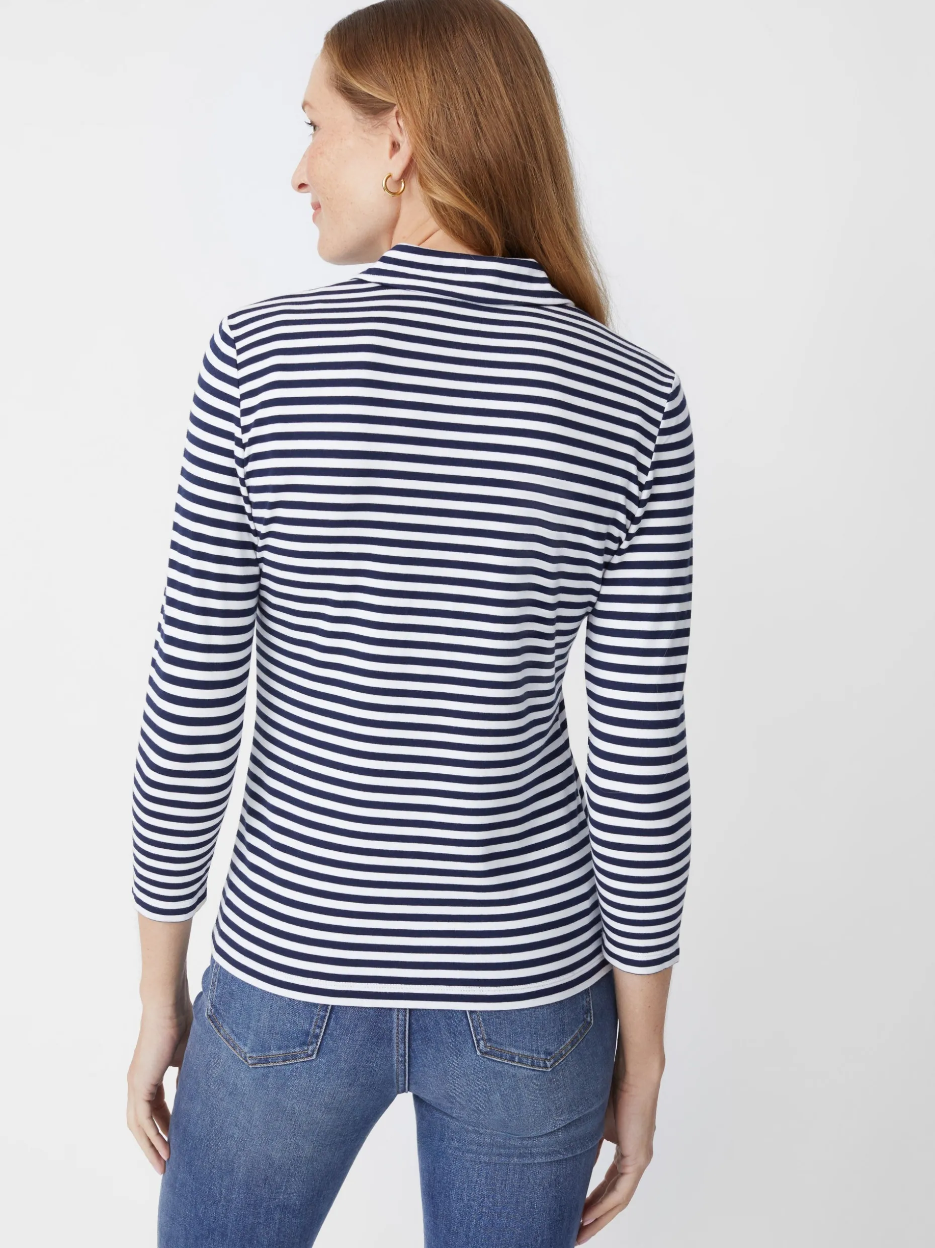Court 3/4 Sleeve Polo In Stripe